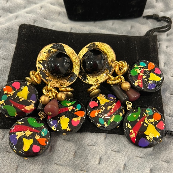 Vintage Lightweight Ikarami Handmade Designer Earrings-Boutique - Picture 1 of 7